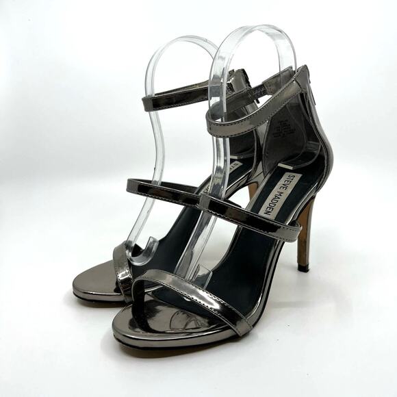 Steve Madden Silver Metallic Stiletto Heels Sandal Women's 6.5 US - Picture 1 of 9
